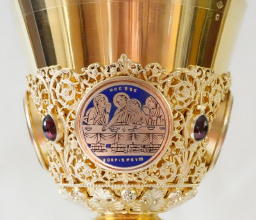 Ornate French antique solid silver gilt Gothic Chapel Set